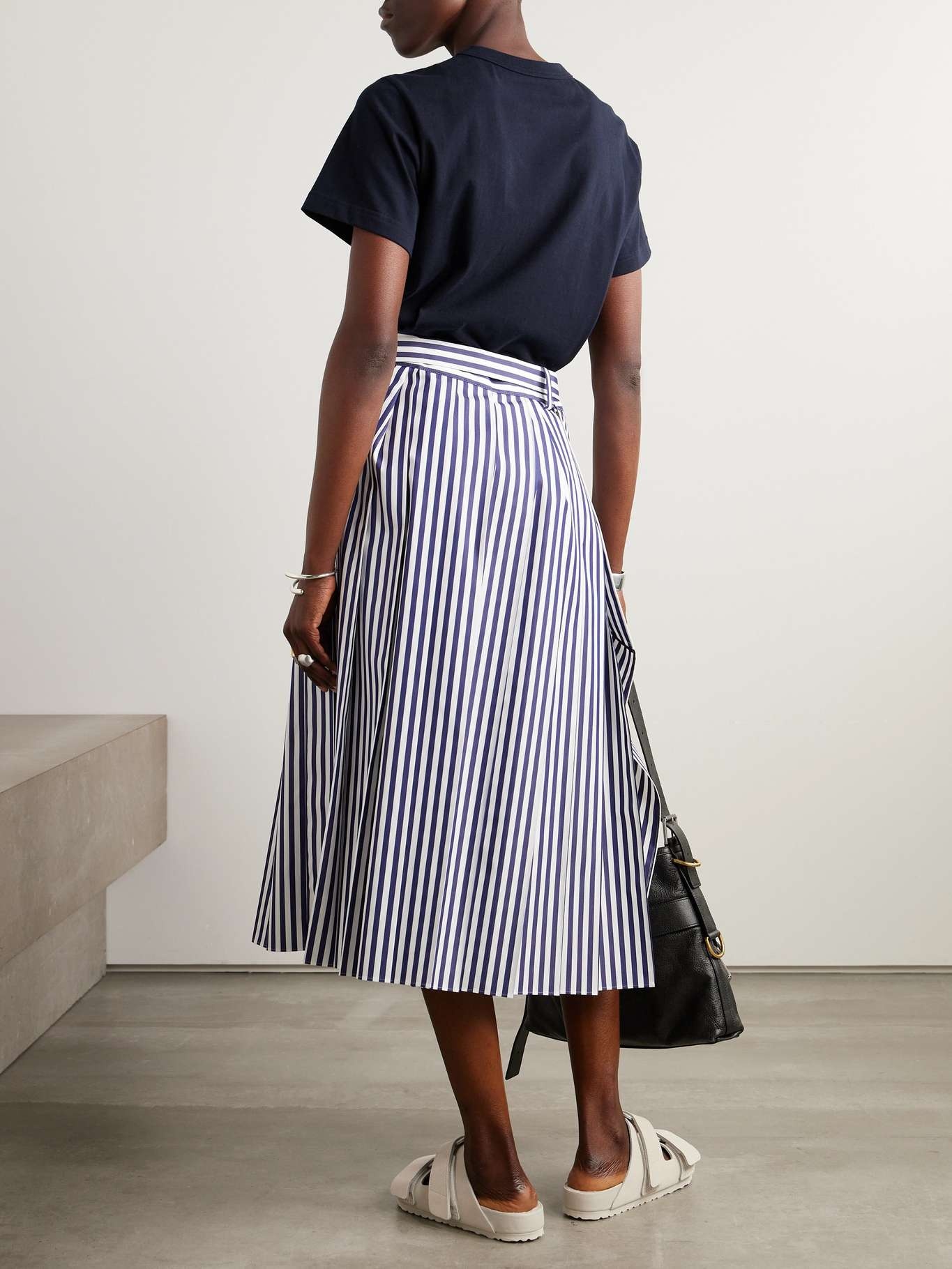 sacai Cotton-jersey and cotton-blend poplin midi dress