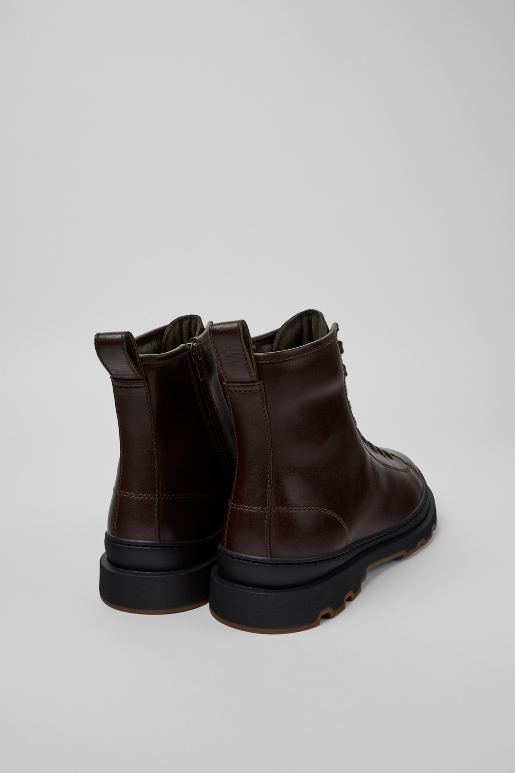 Brown Leather Mid Boots for Men. - 3