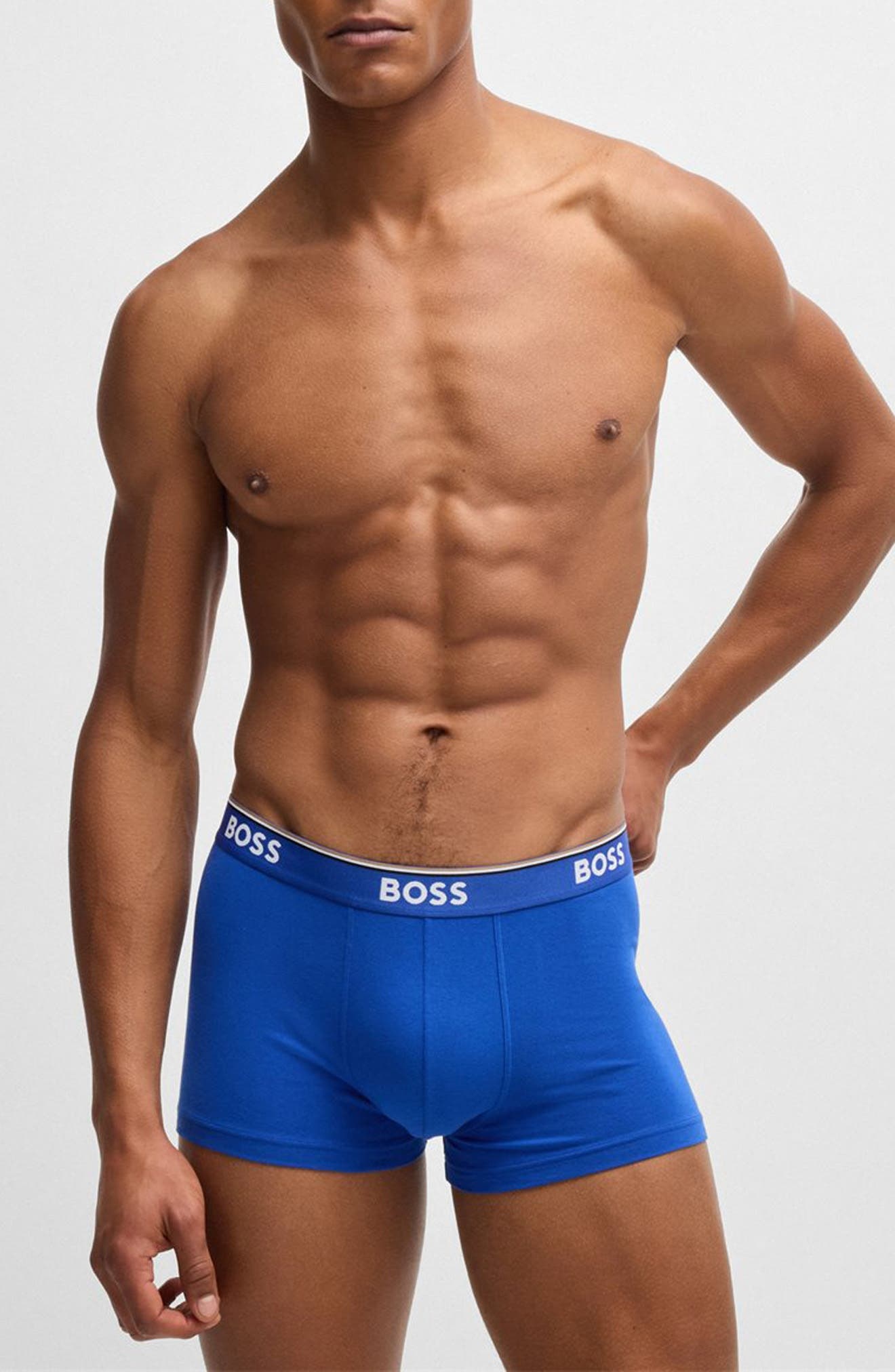 BOSS Assorted 3-Pack Power Stretch Cotton Trunks in Blue Multi at Nordstrom - 1