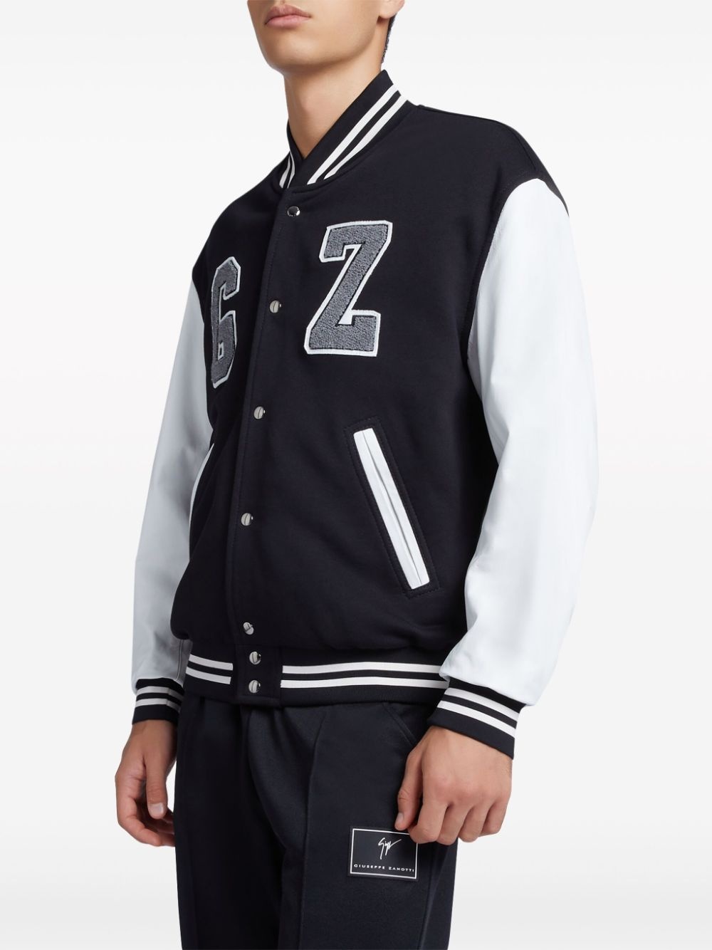 flocked-logo varsity bomber jacket - 3