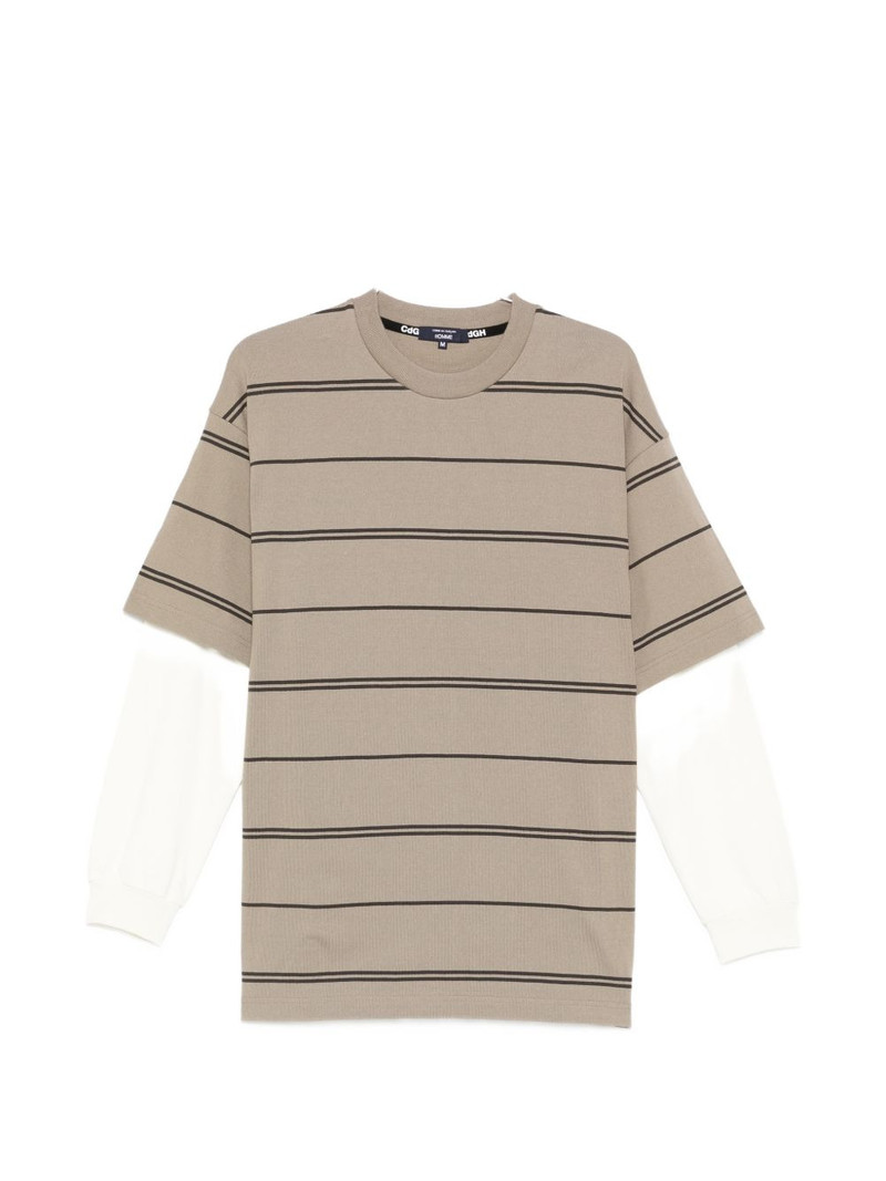 stripe-pattern layered T-shirt 1