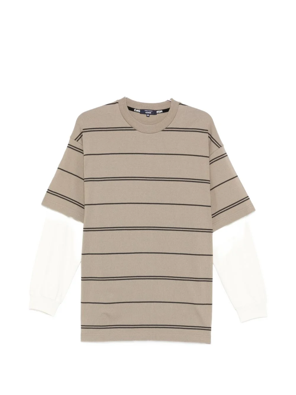 stripe-pattern layered T-shirt - 1