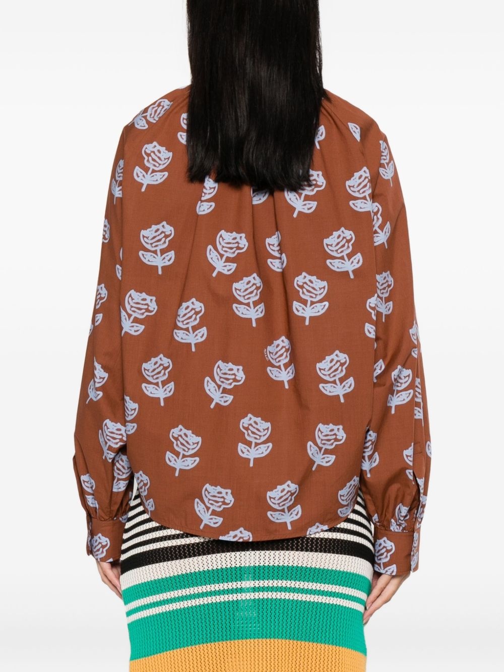 rose-print cotton shirt - 4