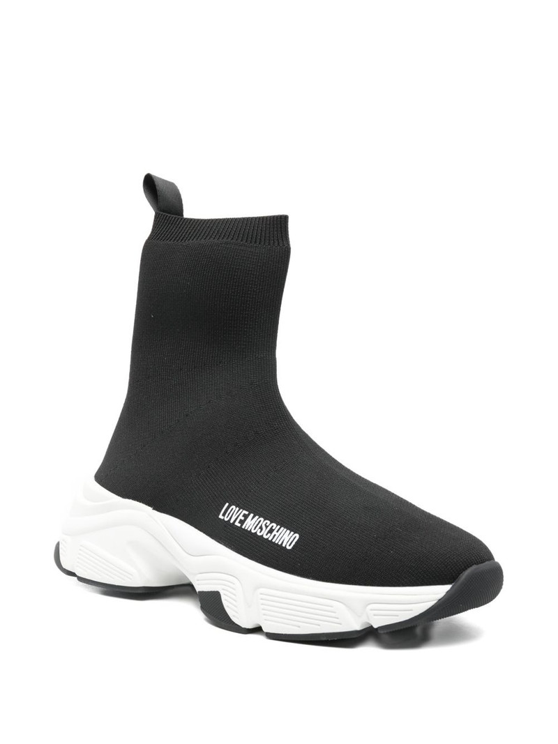 Moschino logo-lettering sock sneakers outlook