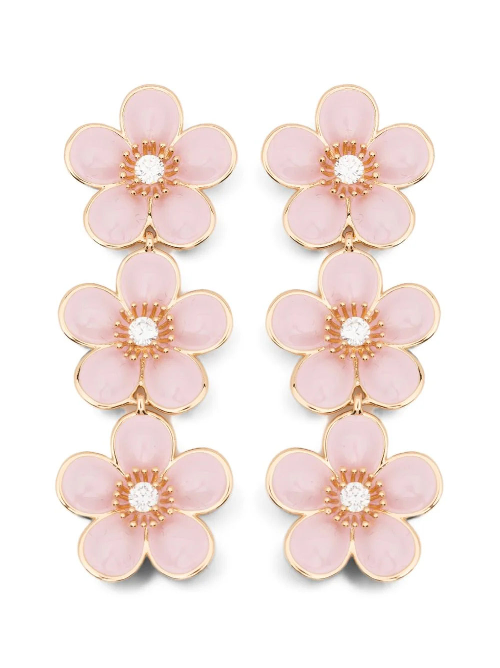 enamel-flower tiered earrings - 1