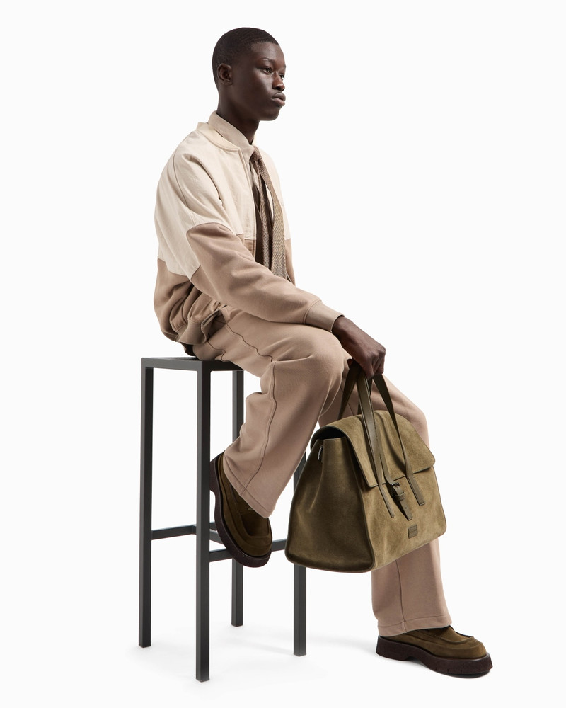 EMPORIO ARMANI ZIP-UP SWEATSHIRT IN NYLON AND FRENCH TERRY JERSEY WITH LOGO EMBROIDERY outlook