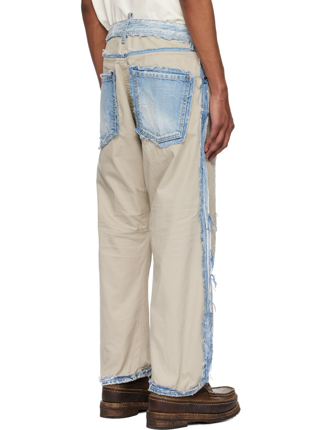 Blue & Beige Super Ripped Mixed Kawaii Jeans - 3