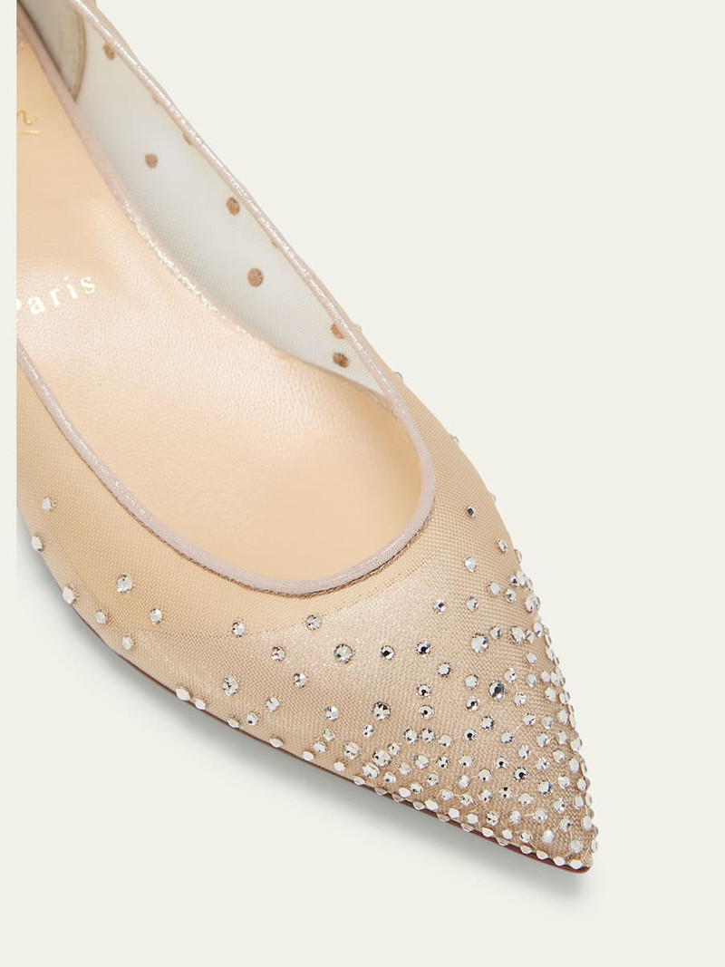 Christian Louboutin Follies Strass Red Sole Mesh Ballet Flats outlook