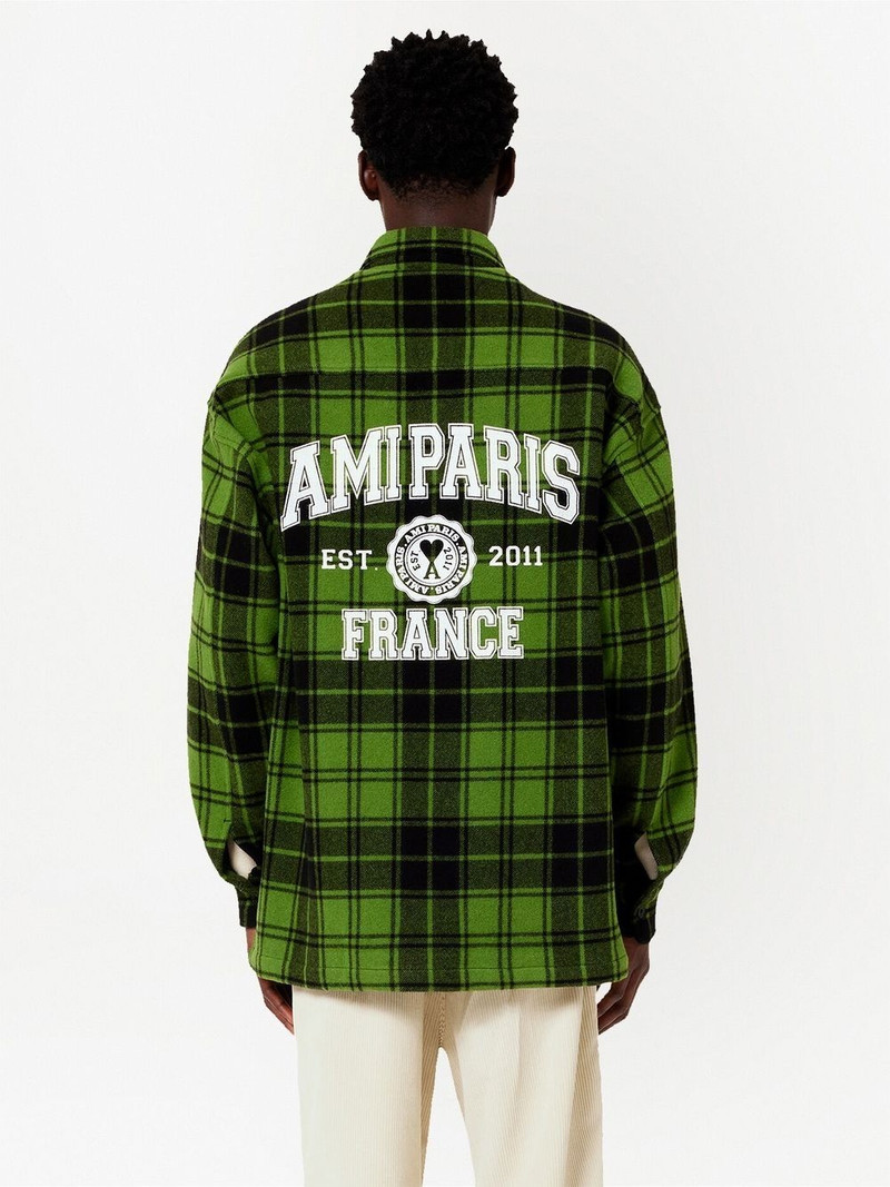 logo-print plaid-patterned shirt 5