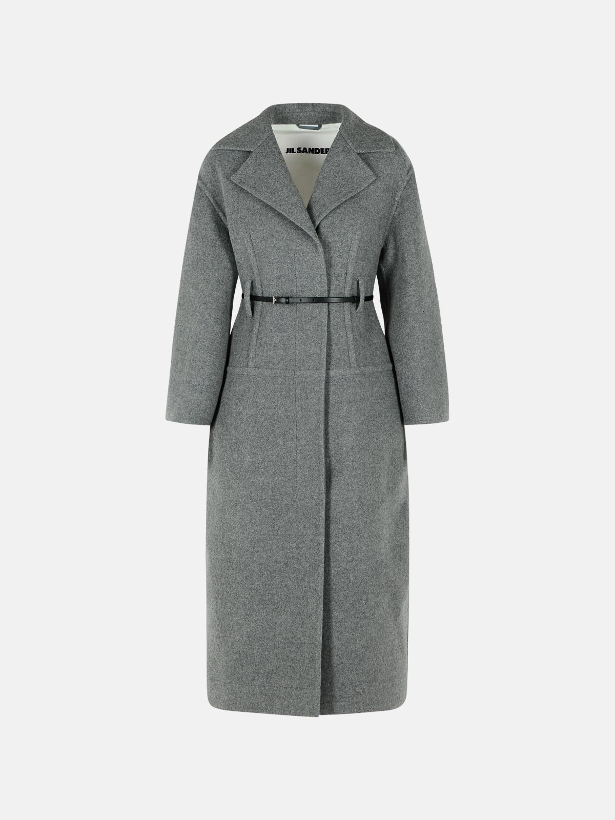 GREY VIRGIN WOOL COAT - 1