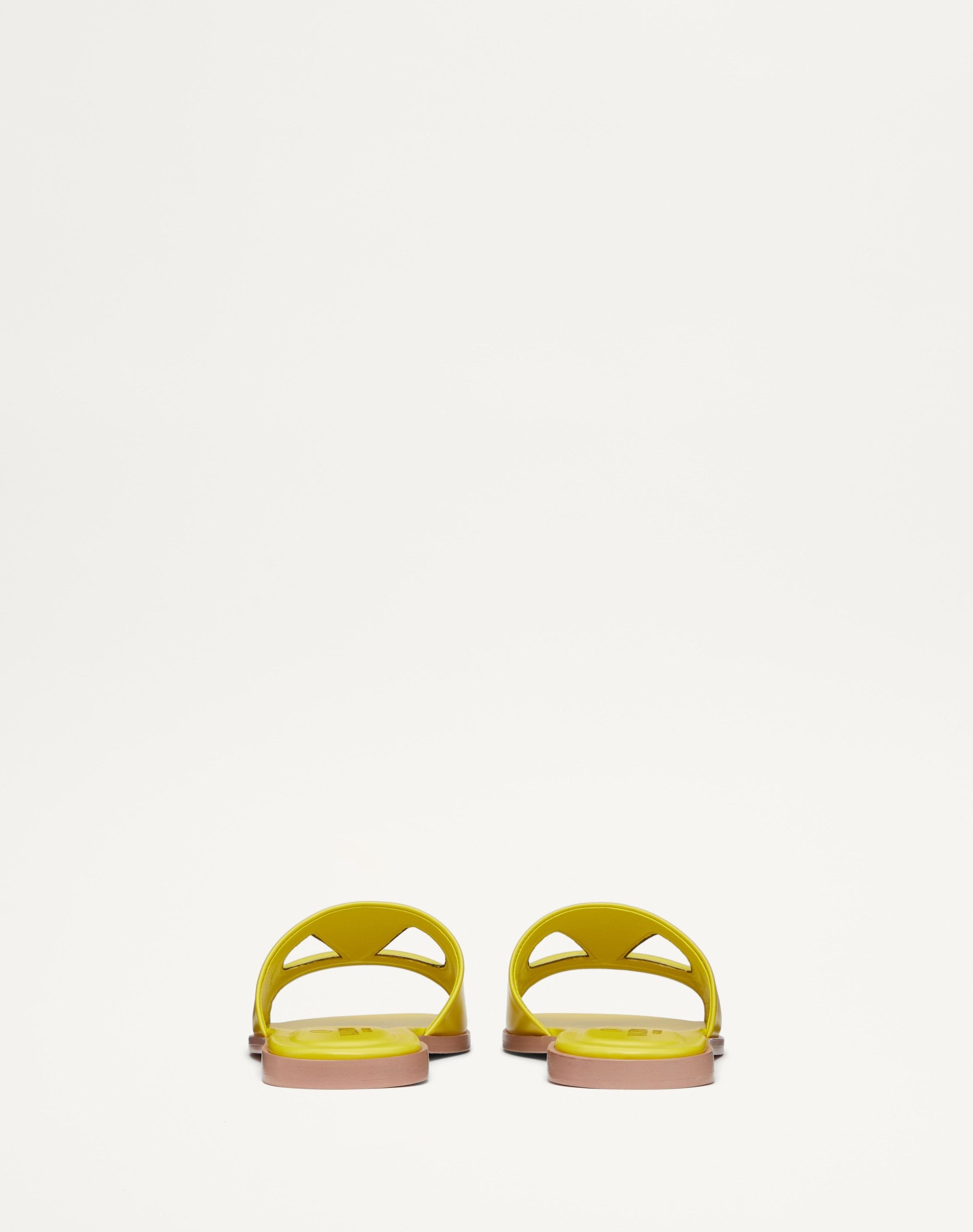 VLOGO CUT-OUT CALFSKIN SLIDE SANDAL - 3