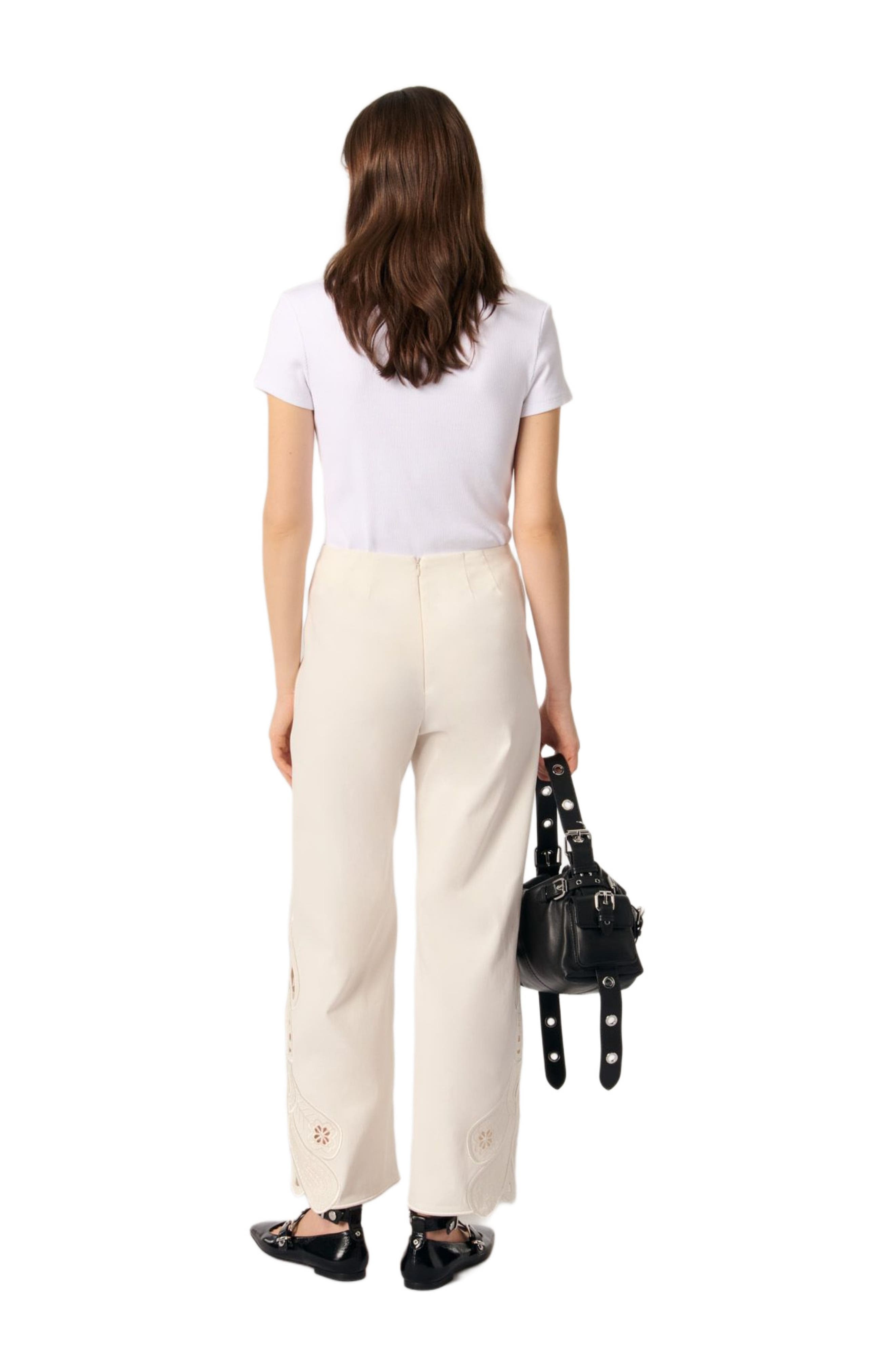 maje Embroidered trousers in Ecru at Nordstrom - 3