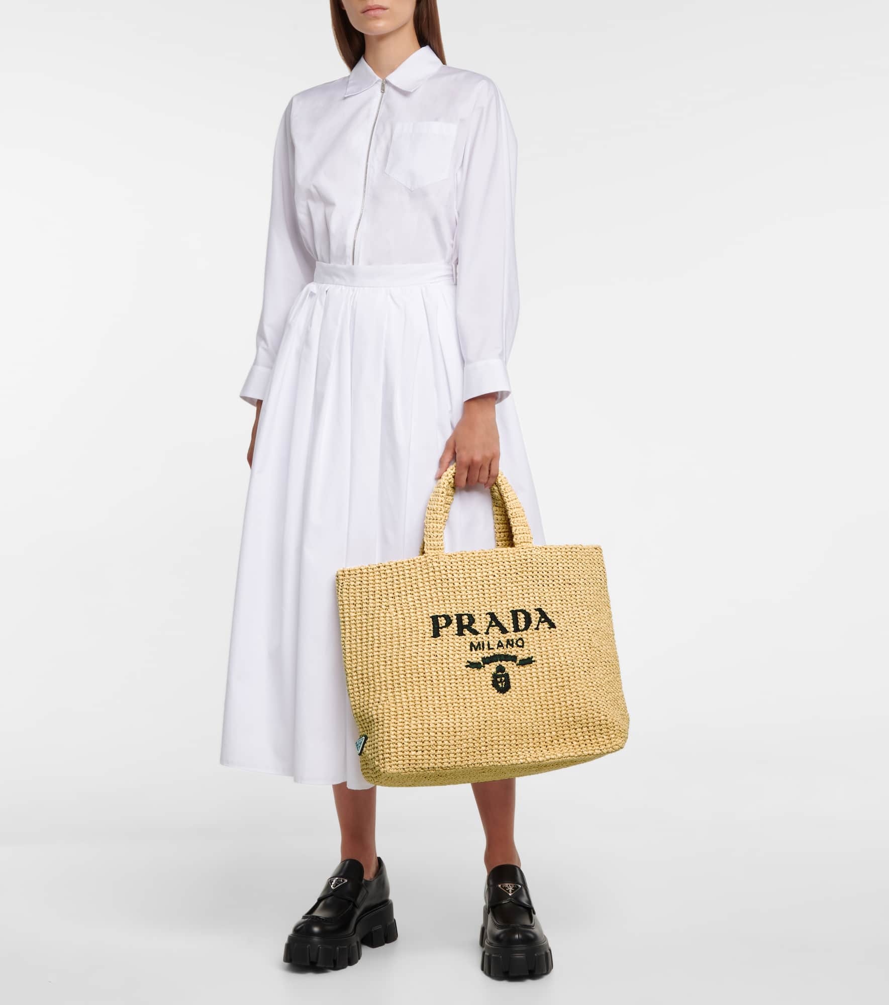 Medium logo raffia tote - 5