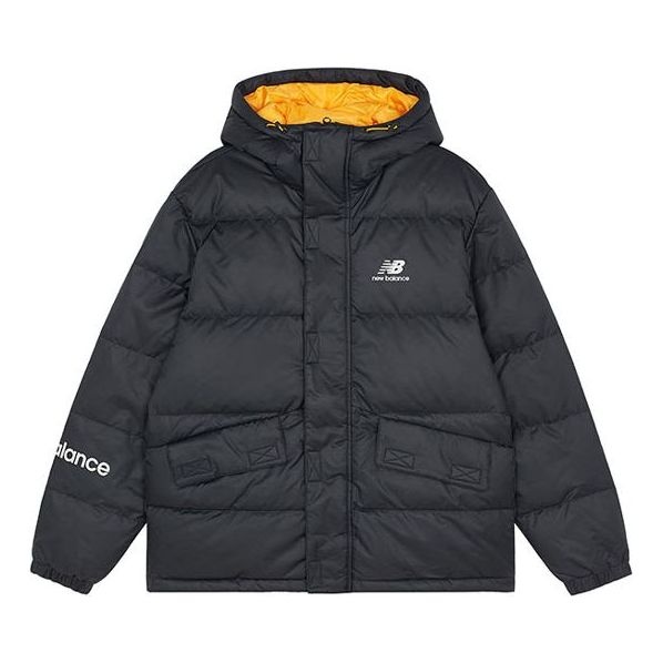 New Balance Logo Print Down Jacket 'Black Orange' AMJ13334-BK - 1