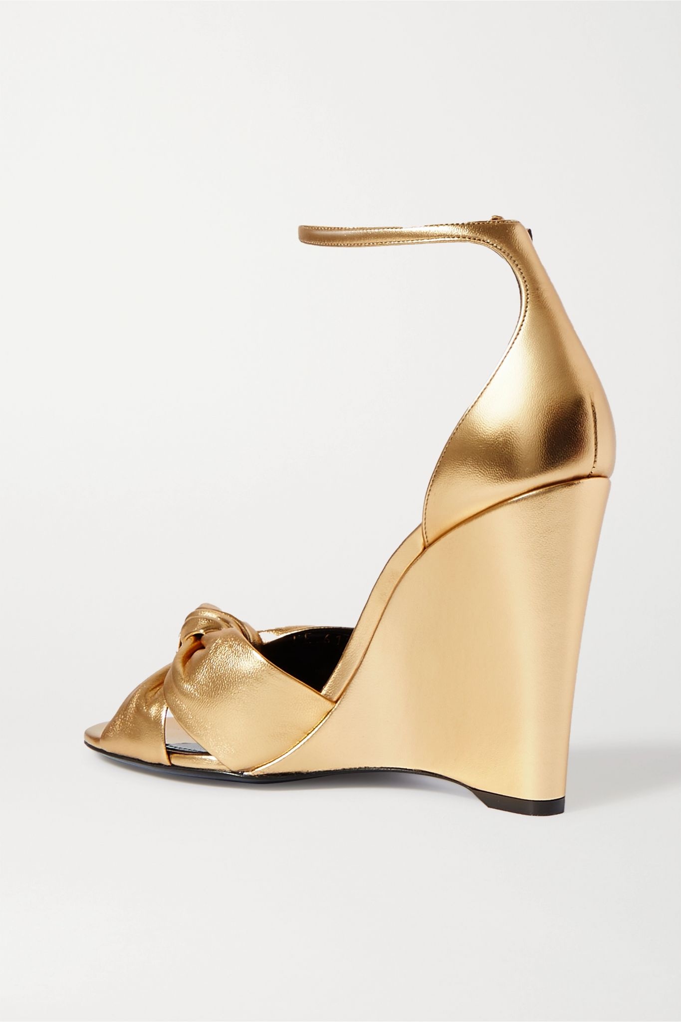 Bianca knotted metallic leather wedge sandals - 4