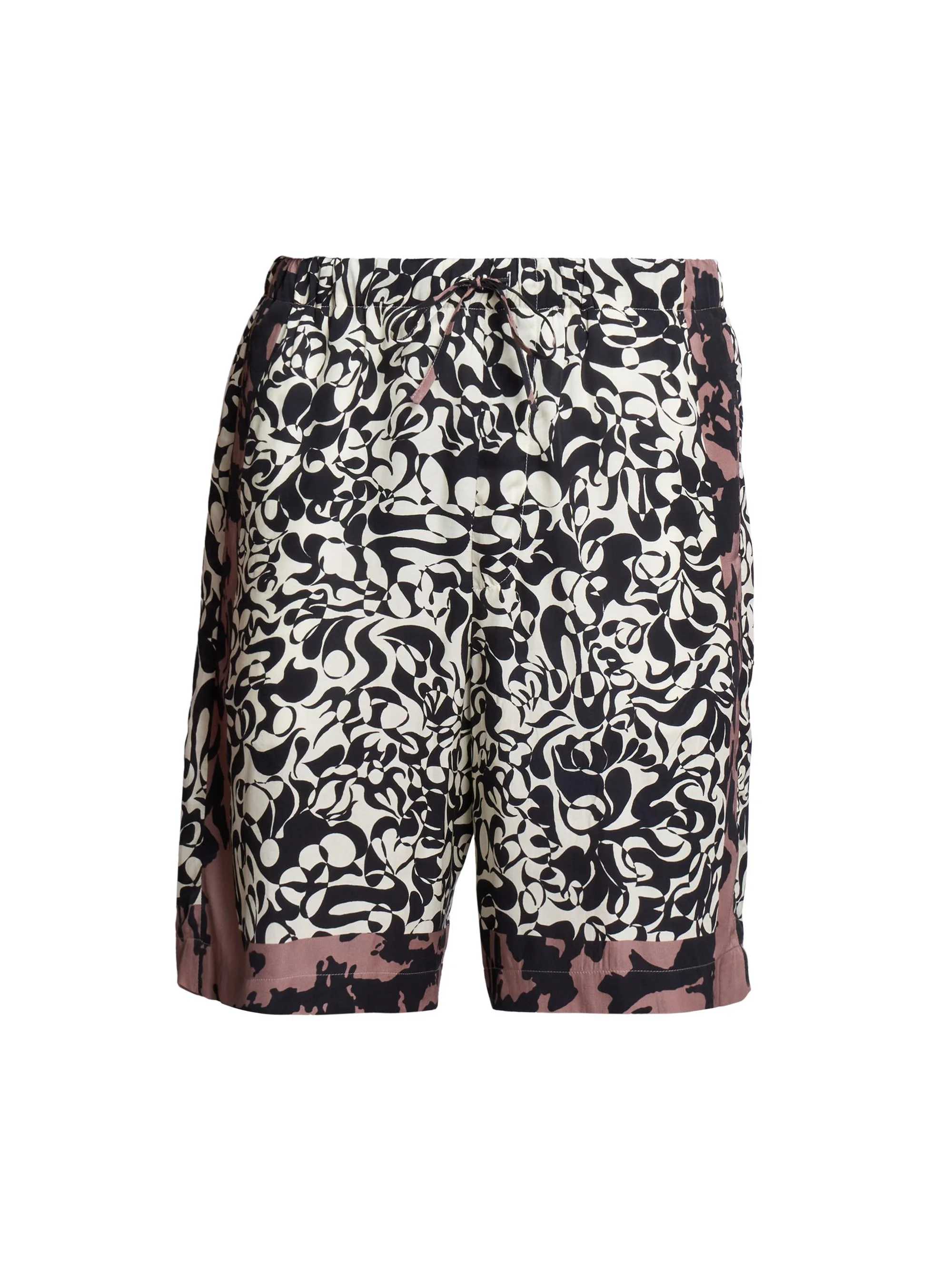 Men's Abstract Print Swim Shorts - Black - 1