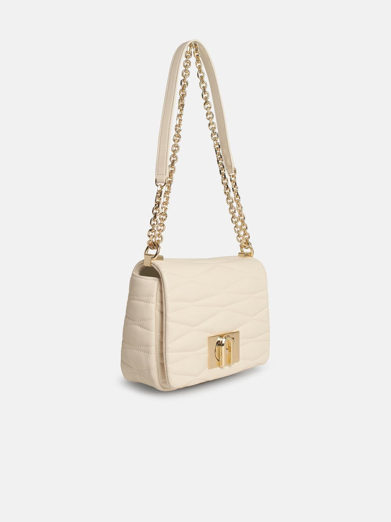 FURLA '1927' SMALL CROSSBODY BAG IN CREAM LEATHER outlook