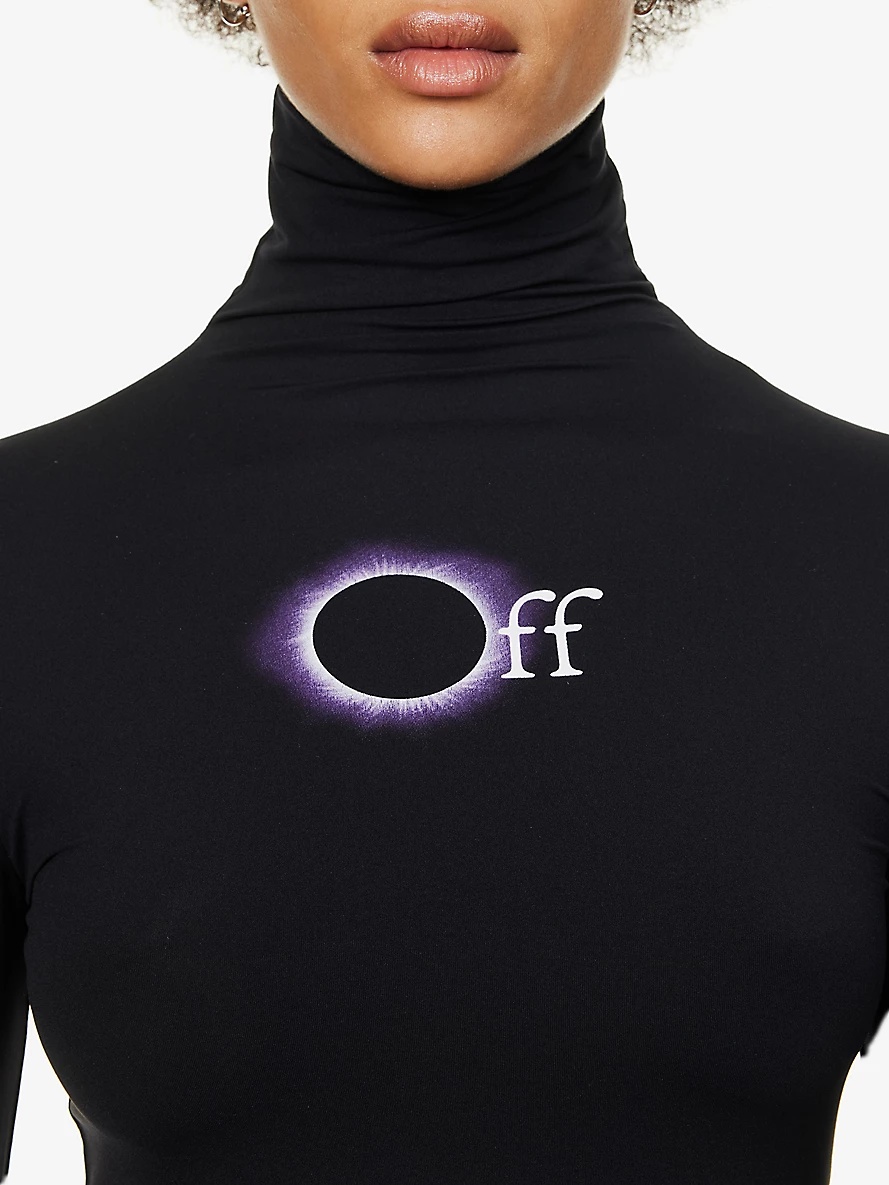 OFF-WHITE Logo-Print Roll-Neck Jumper Black