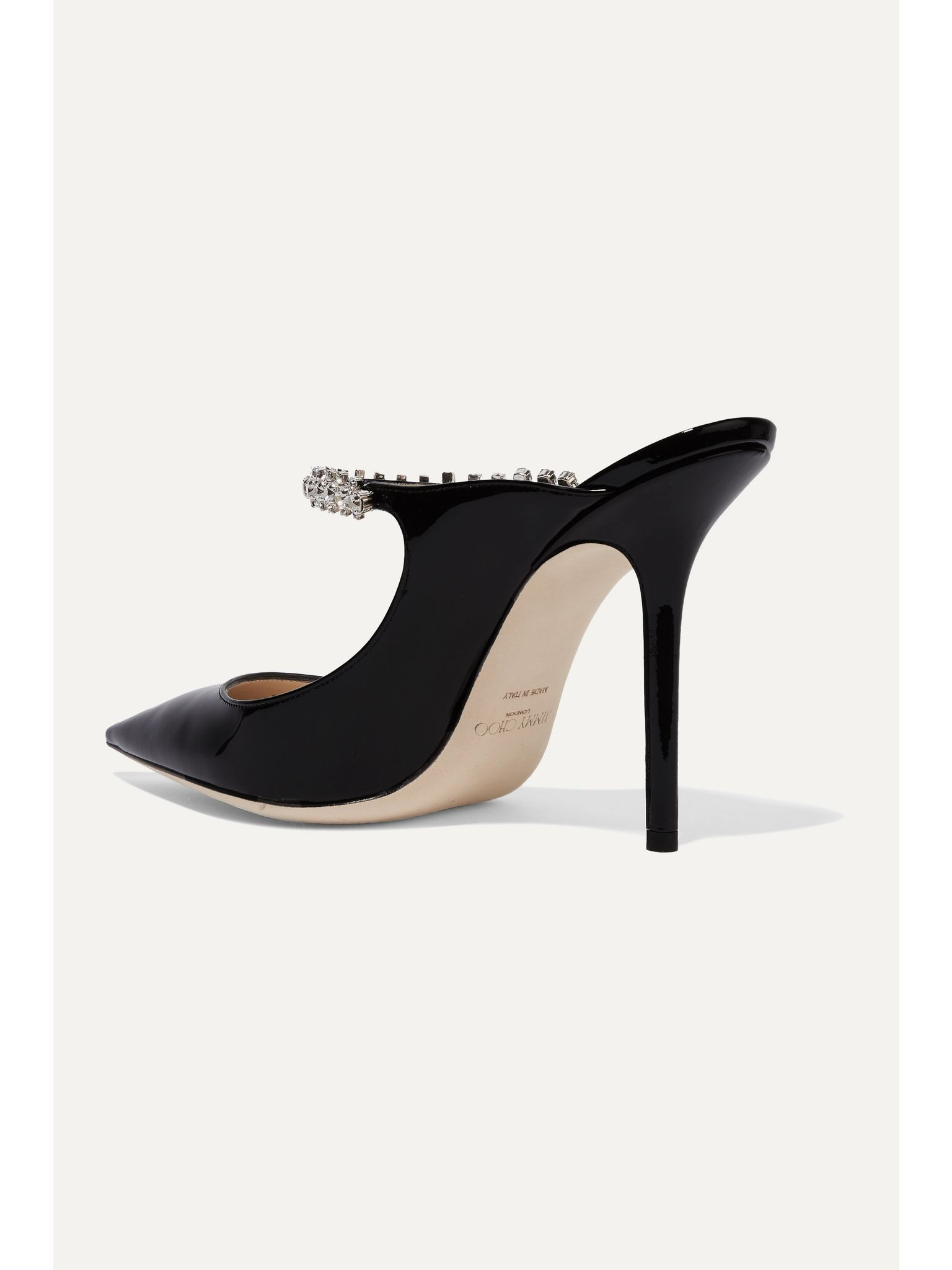 Bing 100 crystal-embellished patent-leather mules Black - 3