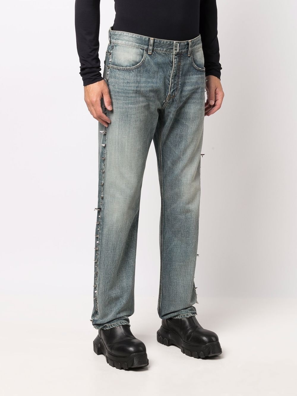 studded straight-leg jeans - 3