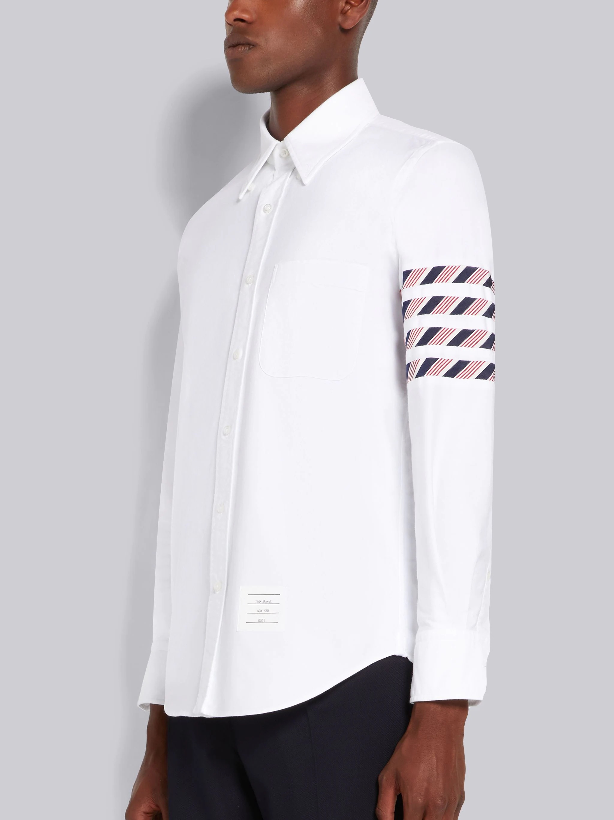 White Oxford Stripe 4-Bar Straight Fit Shirt - 2
