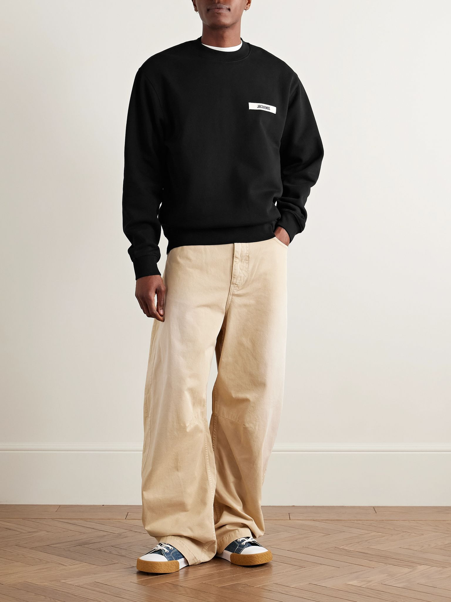 Logo-Appliquéd Cotton-Jersey Sweatshirt Black - 2