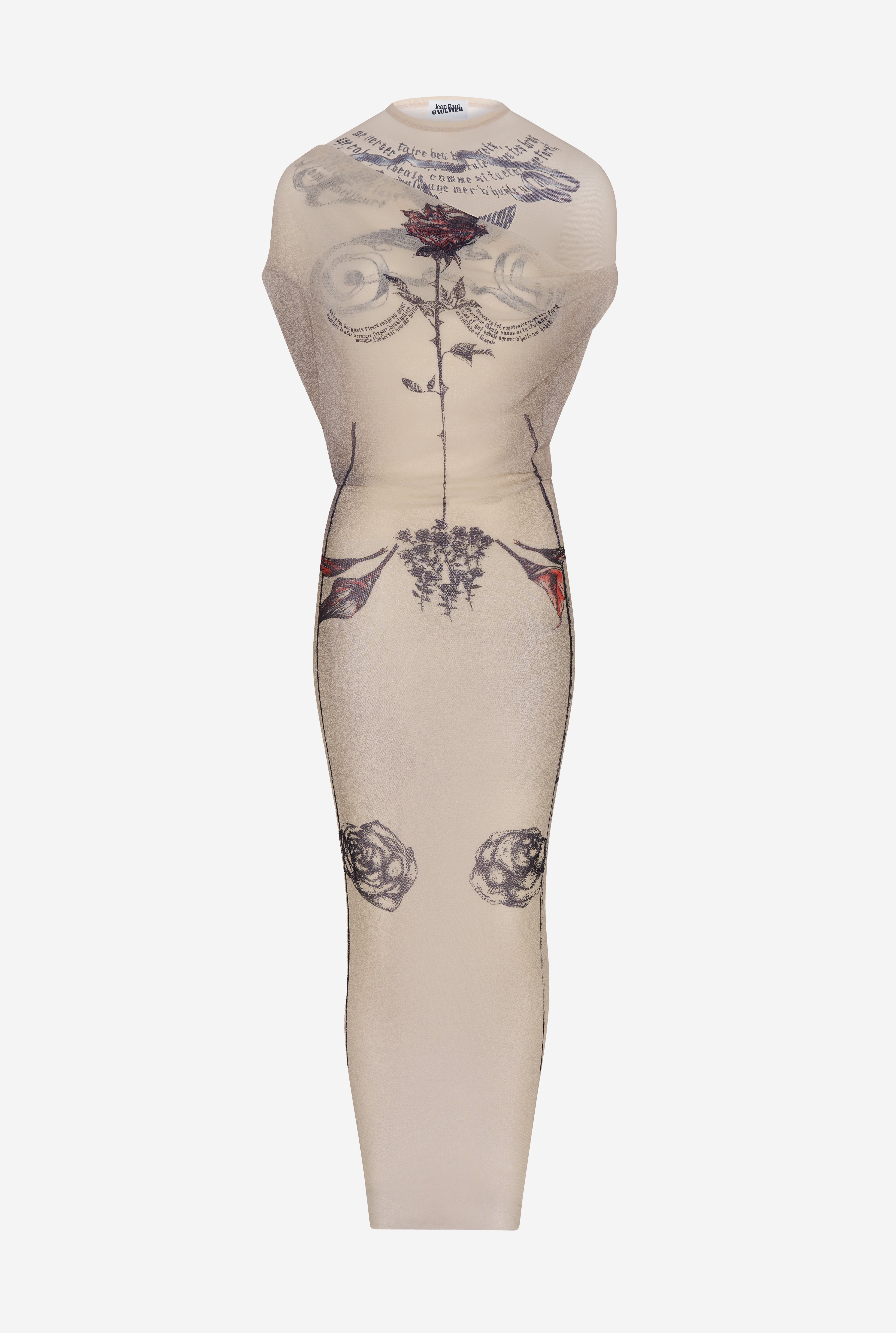THE LONG “TATTOO ROSE AND BIRD” DRESS - 6