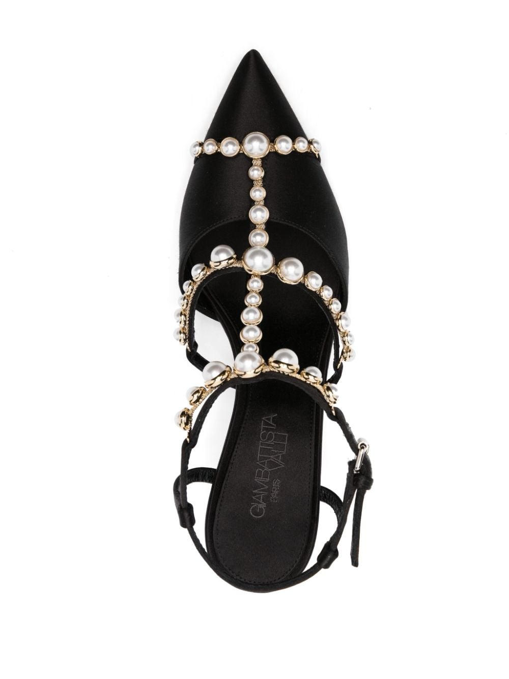 pearl-detail satin 85mm pumps - 4
