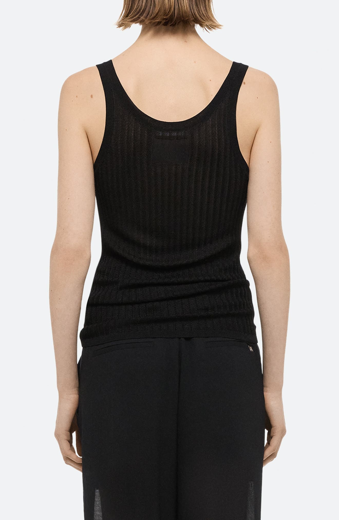 Helmut Lang Pointelle Tank in Black - 2