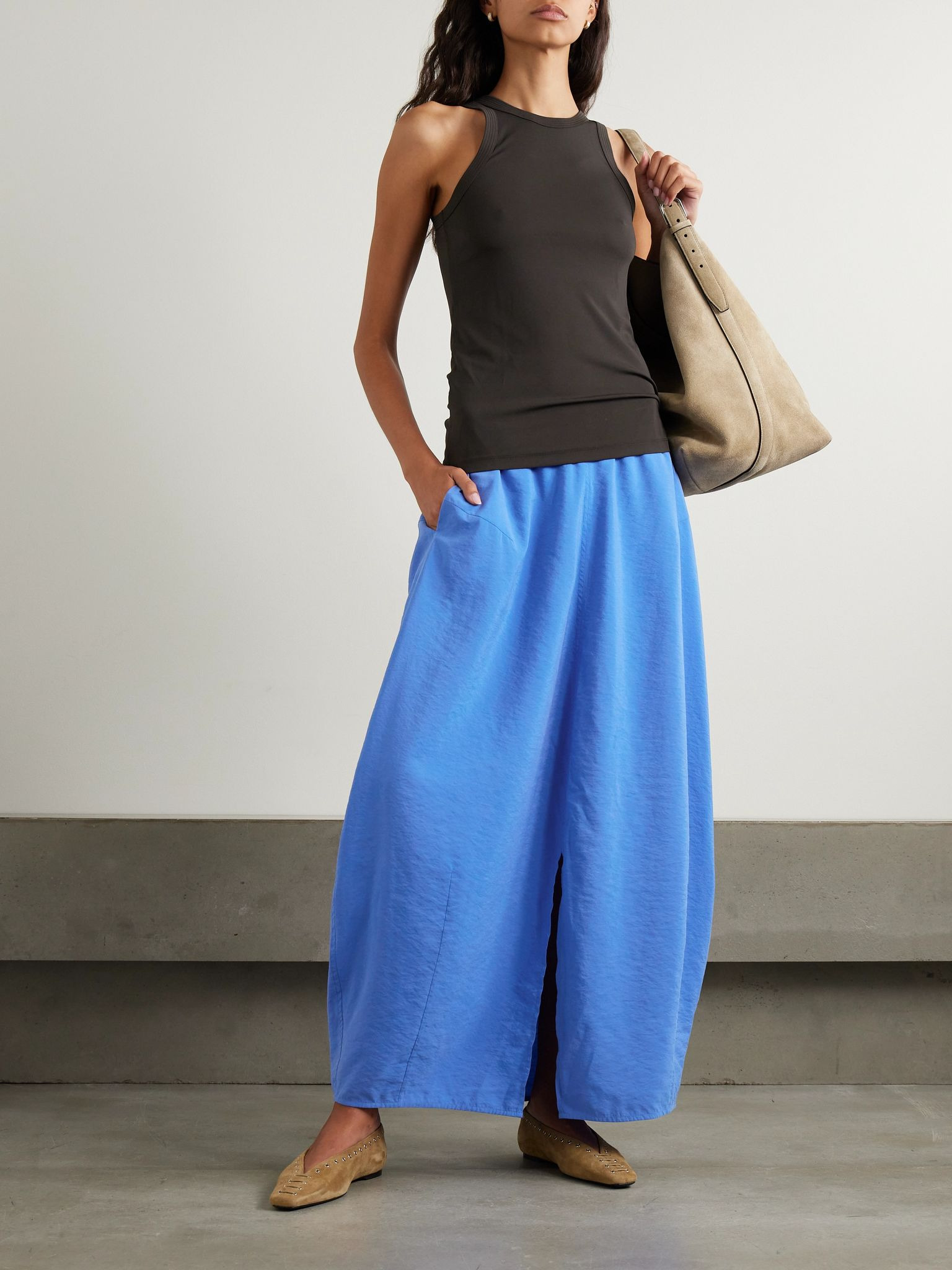 Parachute silk-blend maxi skirt Blue - 2