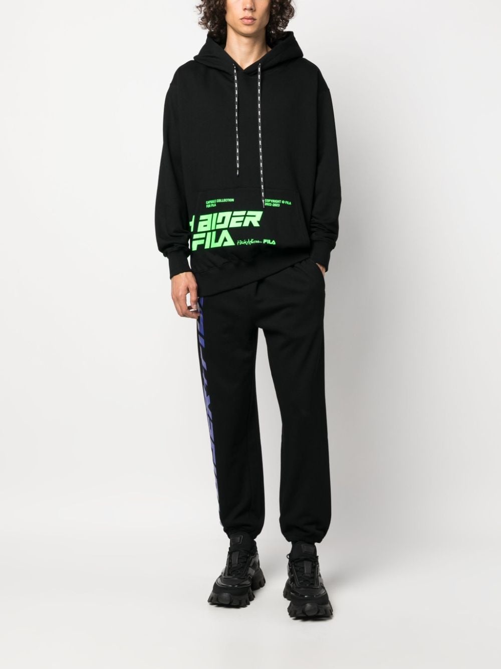 X FILA LOGO-PRINT TRACK PANTS - 4