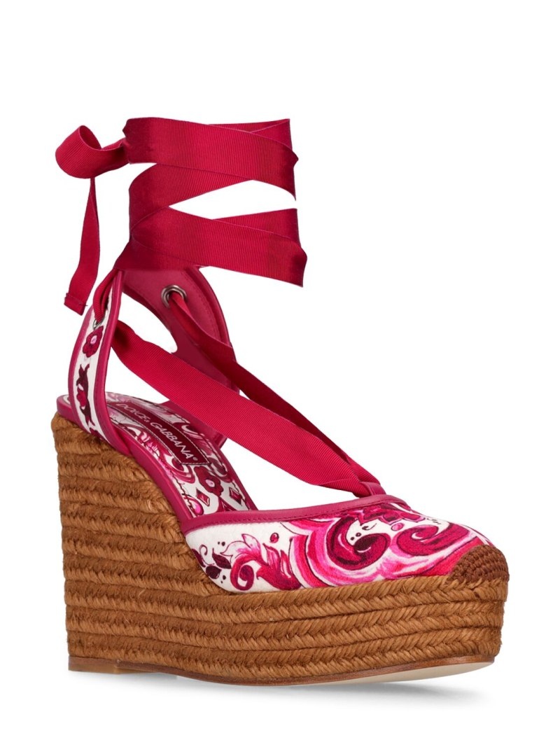 105mm Lola Maiolica print canvas wedges - 2