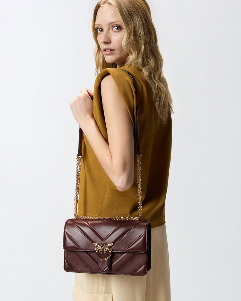 LOVE BAG ONE MEDIUM SHOULDER BAG IN CHEVRON LEATHER AND NAPPA WITH TRIPLE CHAIN 6