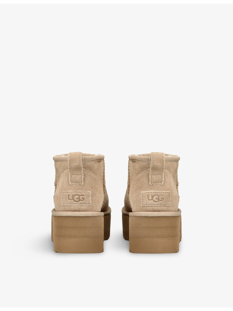 UGG Classic Ultra Mini suede and shearling platform ankle boots outlook