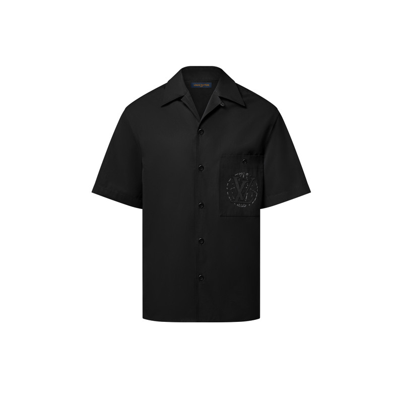 Embroidered Short-Sleeved Cotton Shirt - 1