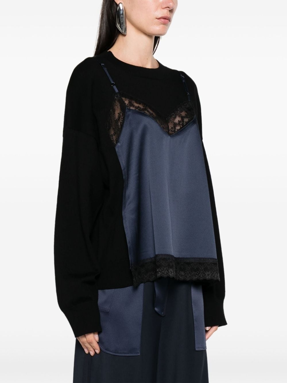 slip-detailed wool-blend jumper - 3