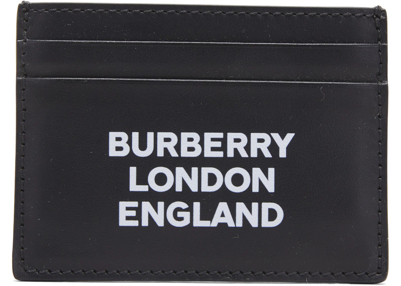 Burberry Logo Print Leather Card Case 4 Slot Black 1