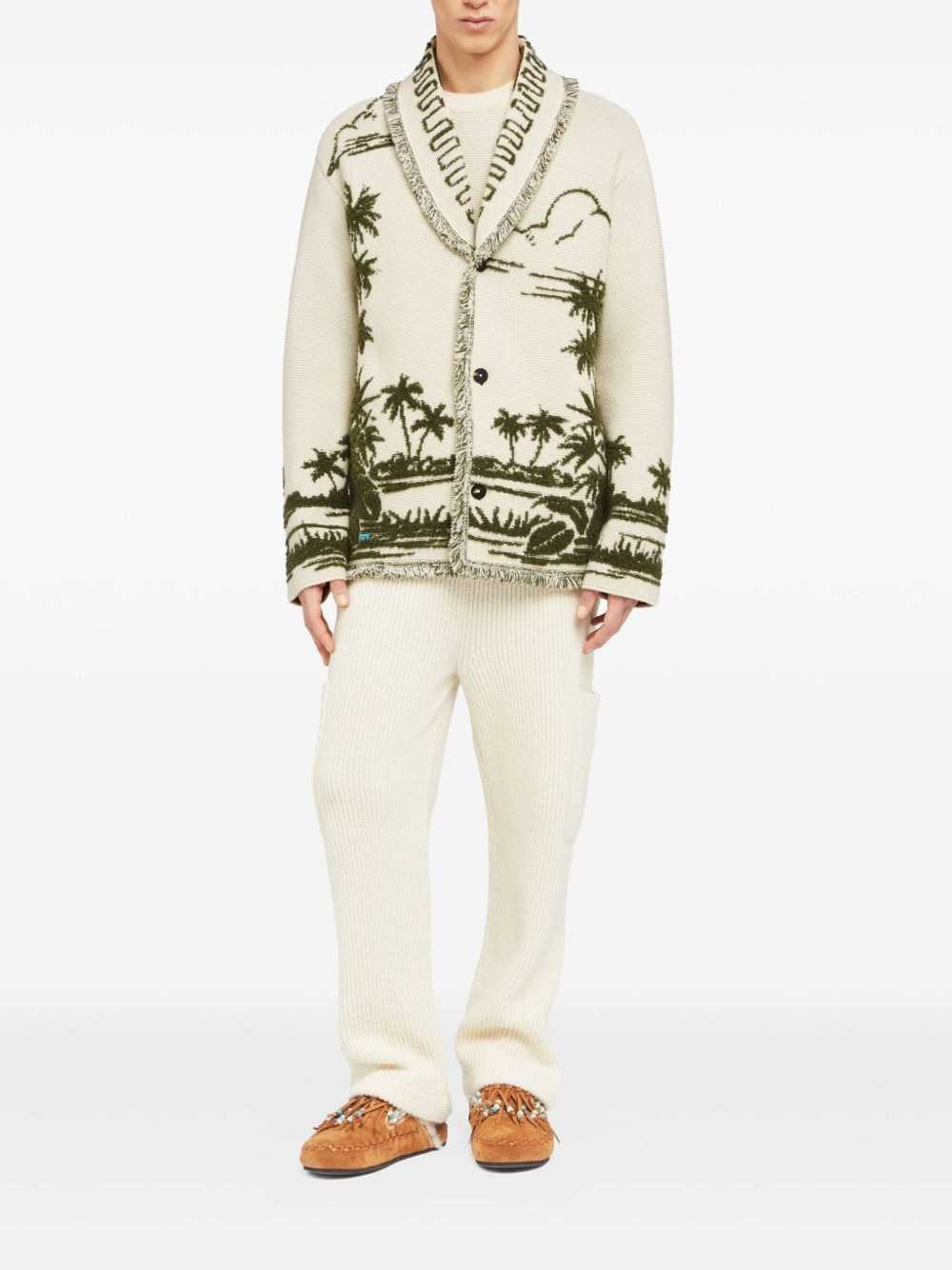 palm-tree fringed cardigan - 2