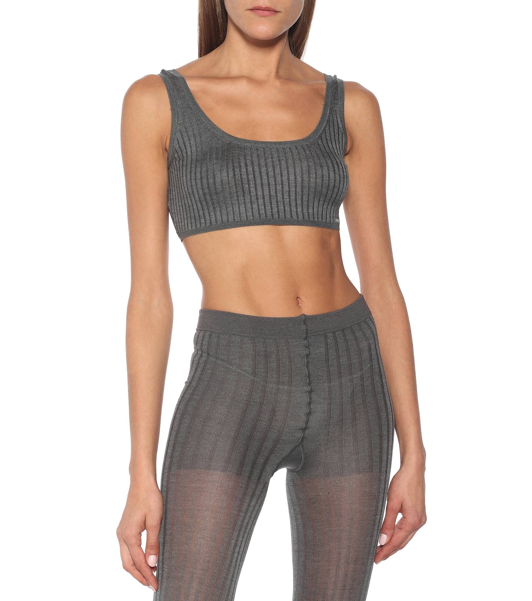 Ribbed-knit stretch silk-blend bra - 5
