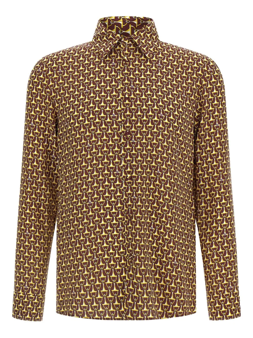 horsebit print silk shirt - 1