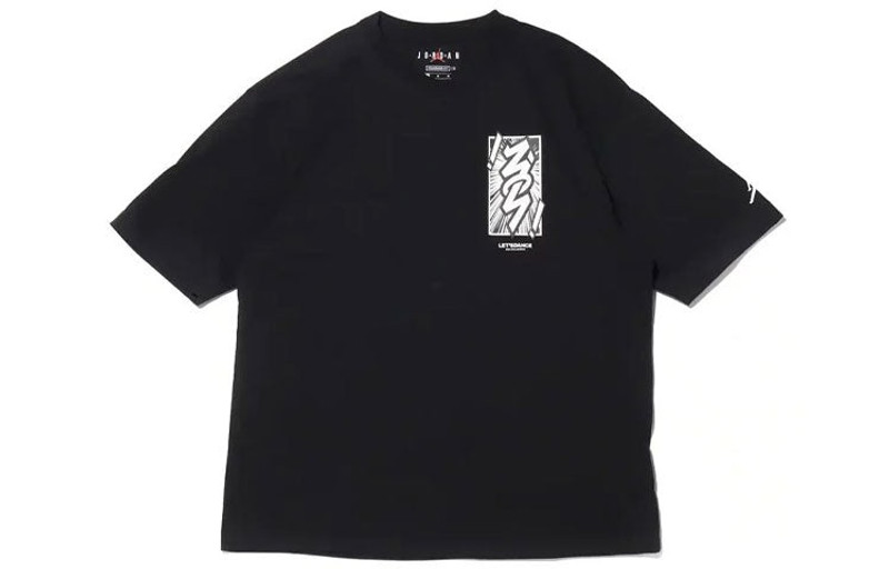 Men's Jordan Dri-FIT Zion Basketball Sports Printing Knit Round Neck Short Sleeve Black T-Shirt DH05 - 1