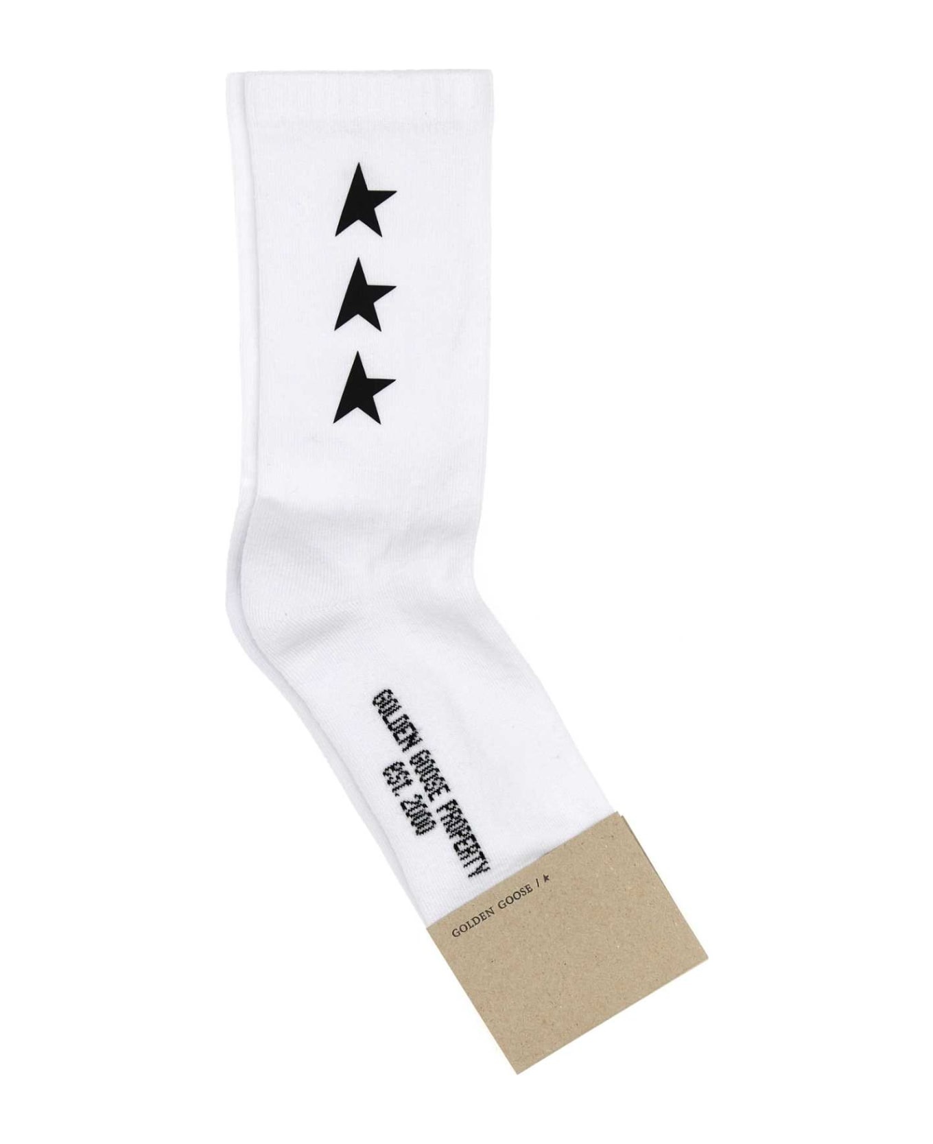 White Stretch Cotton Blend Socks - 1