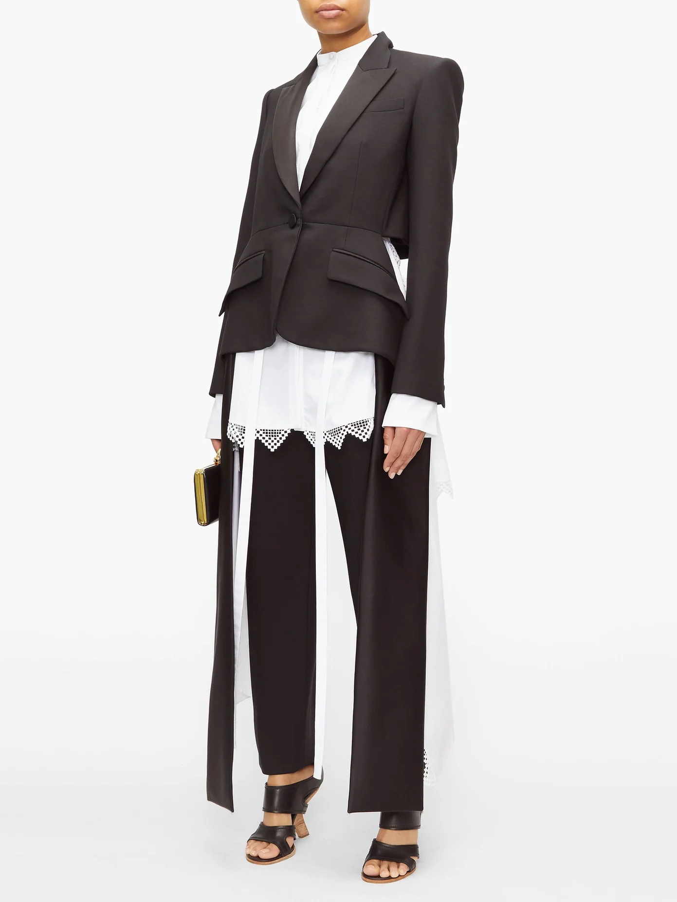 Satin-stripe tapered tuxedo trousers - 2