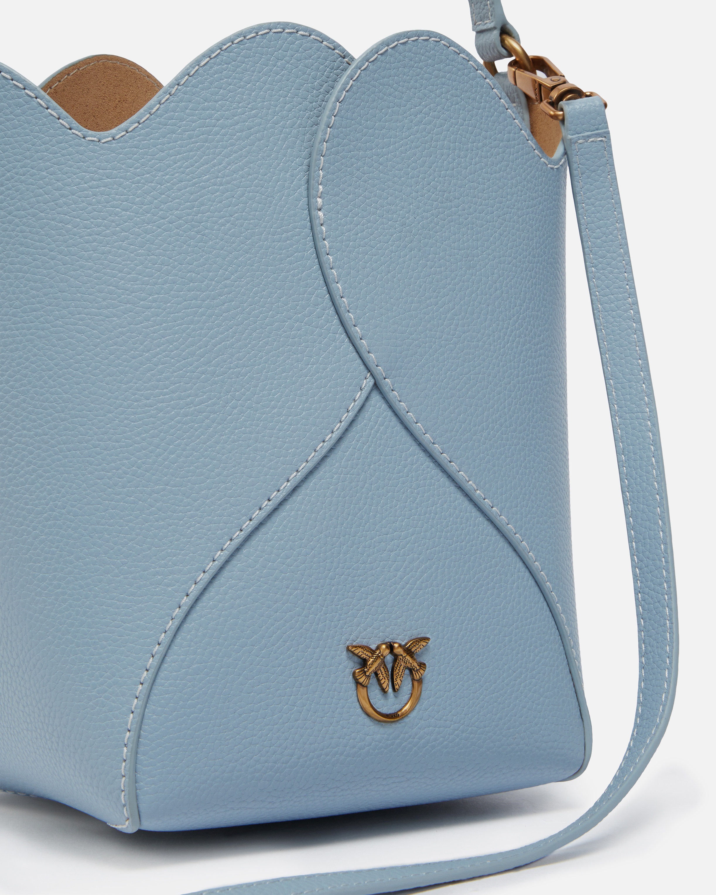 HEART MINI LEATHER BUCKET BAG WITH SHOULDER STRAP - 3