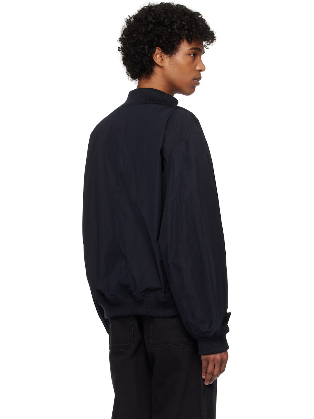 Navy Rib Collar Jacket - 3