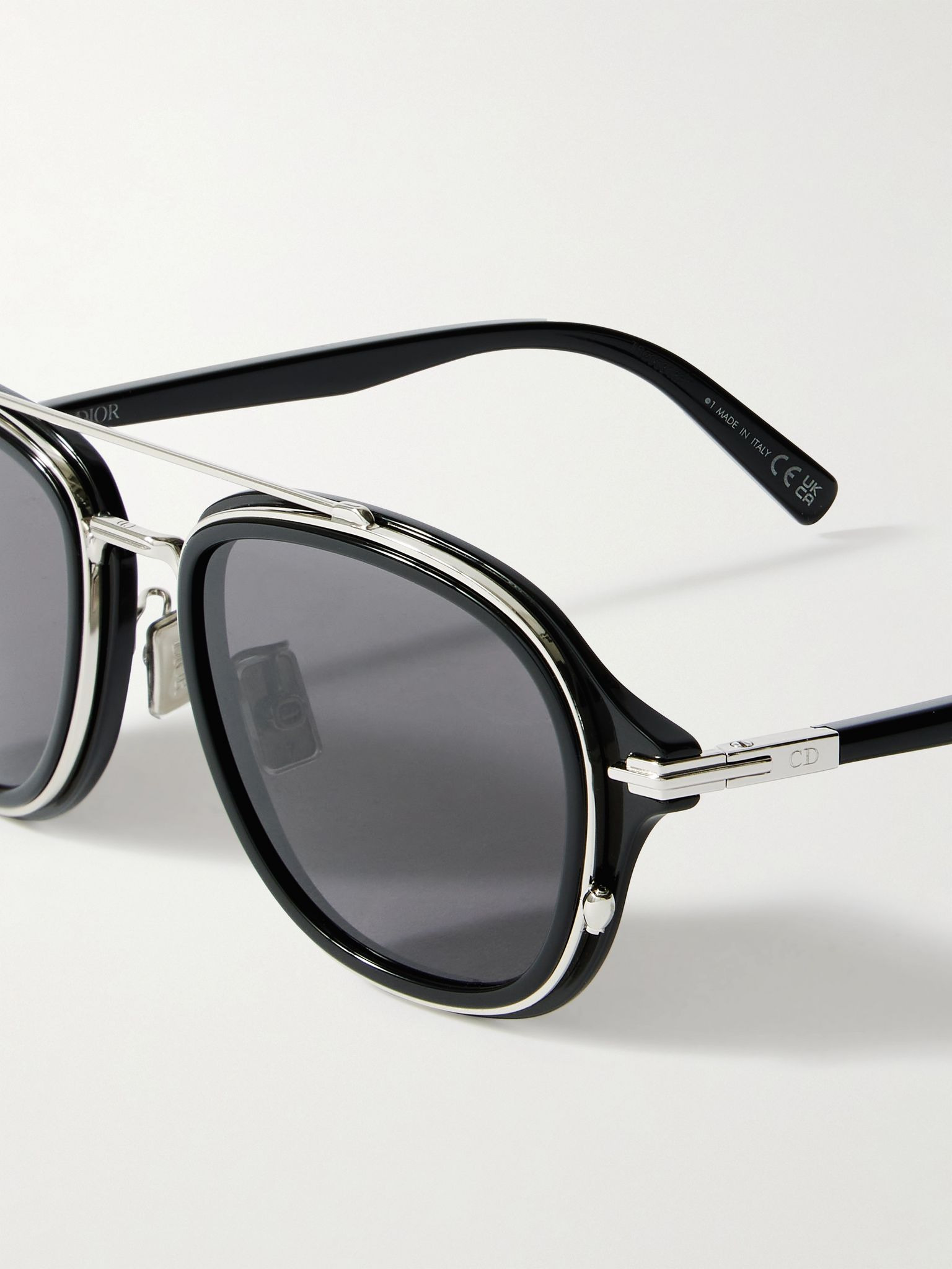 DiorBlacksuit A4U Aviator-Style Acetate and Silver-Tone Sunglasses Black - 3
