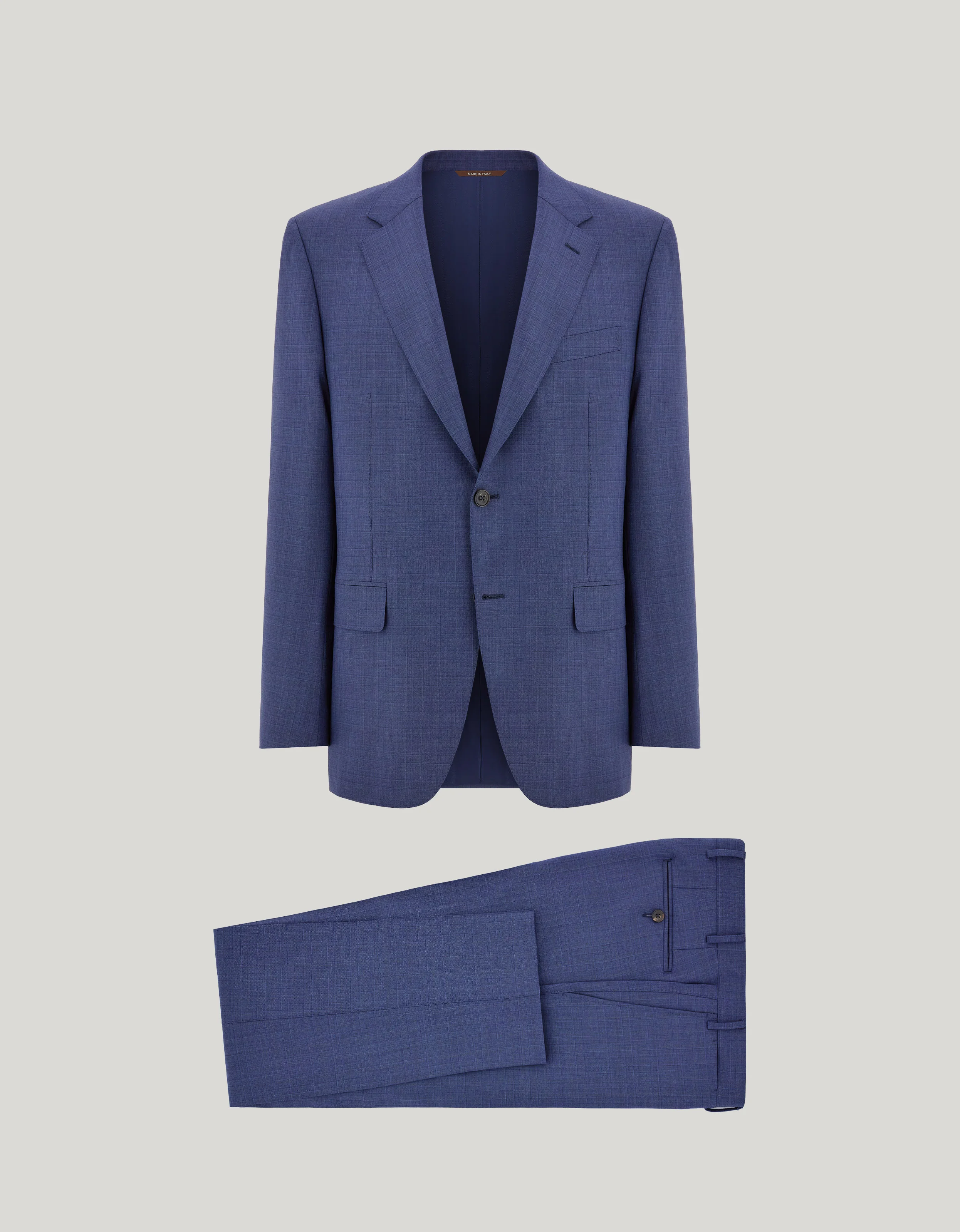 LIGHT BLUE 150’S WOOL OVERCHECK MOTIF REGULAR-FIT SUIT - 1
