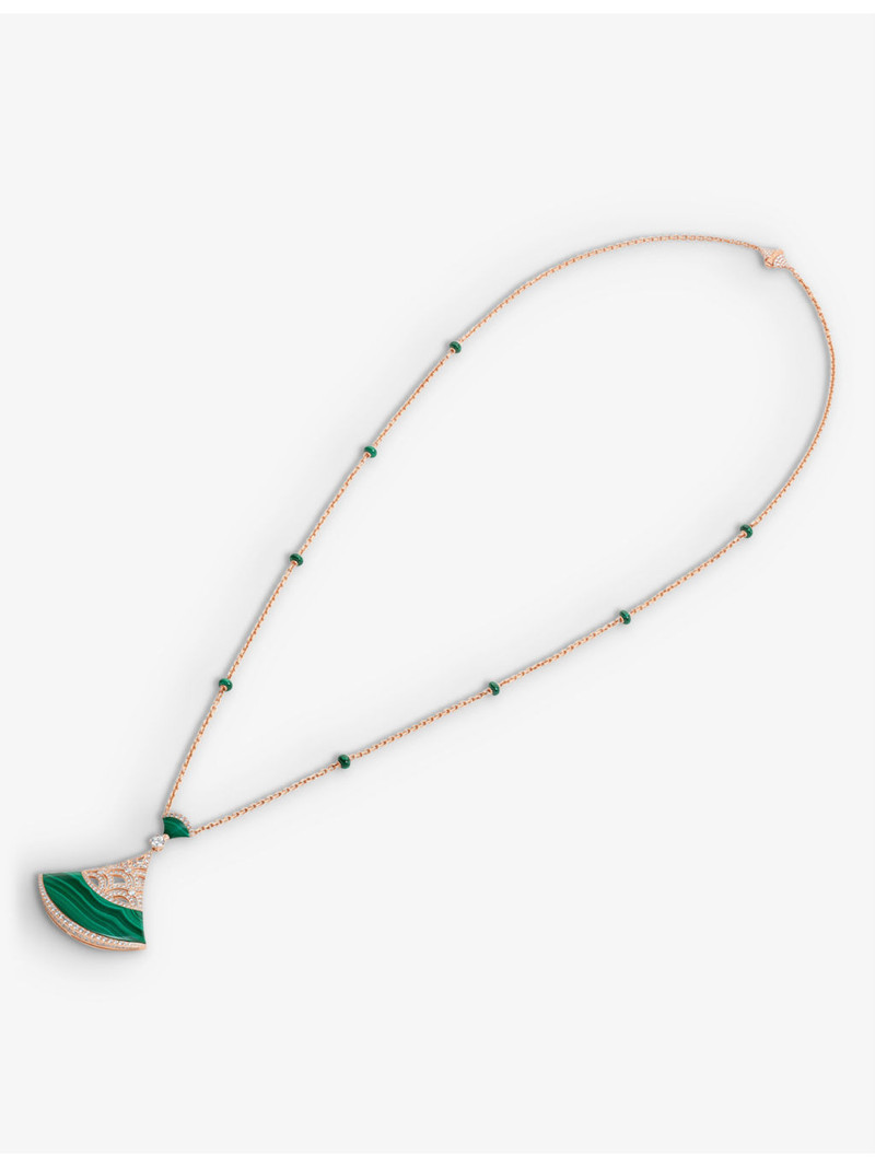 BVLGARI Diva's Dream 18ct rose-gold, 3.88ct brilliant-cut diamond, and malachite necklace outlook