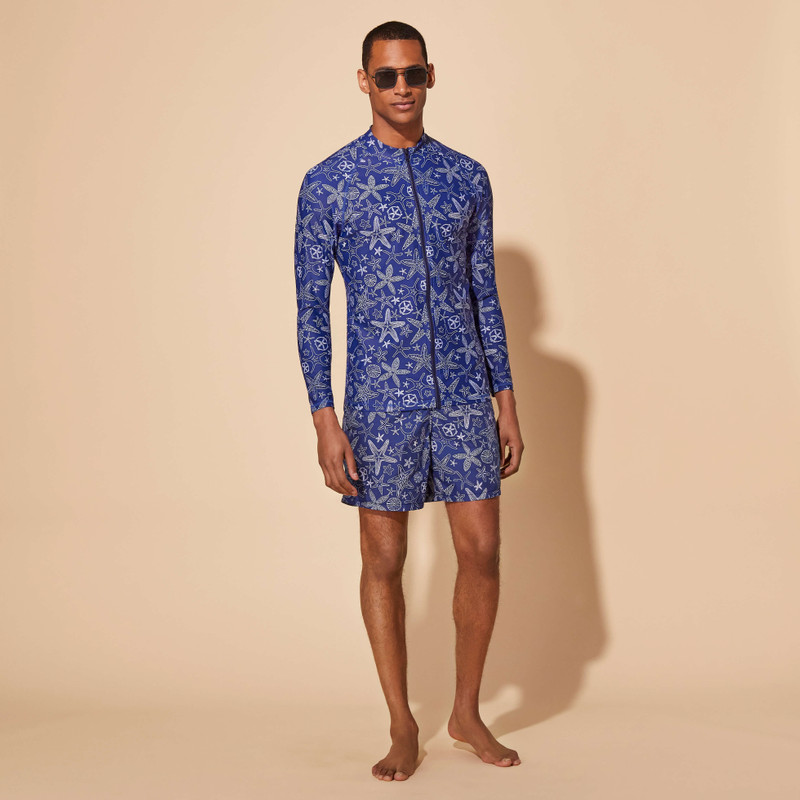 Men Zipper Long Sleeves UV Protection Rashguard Starlettes Bicolores 5