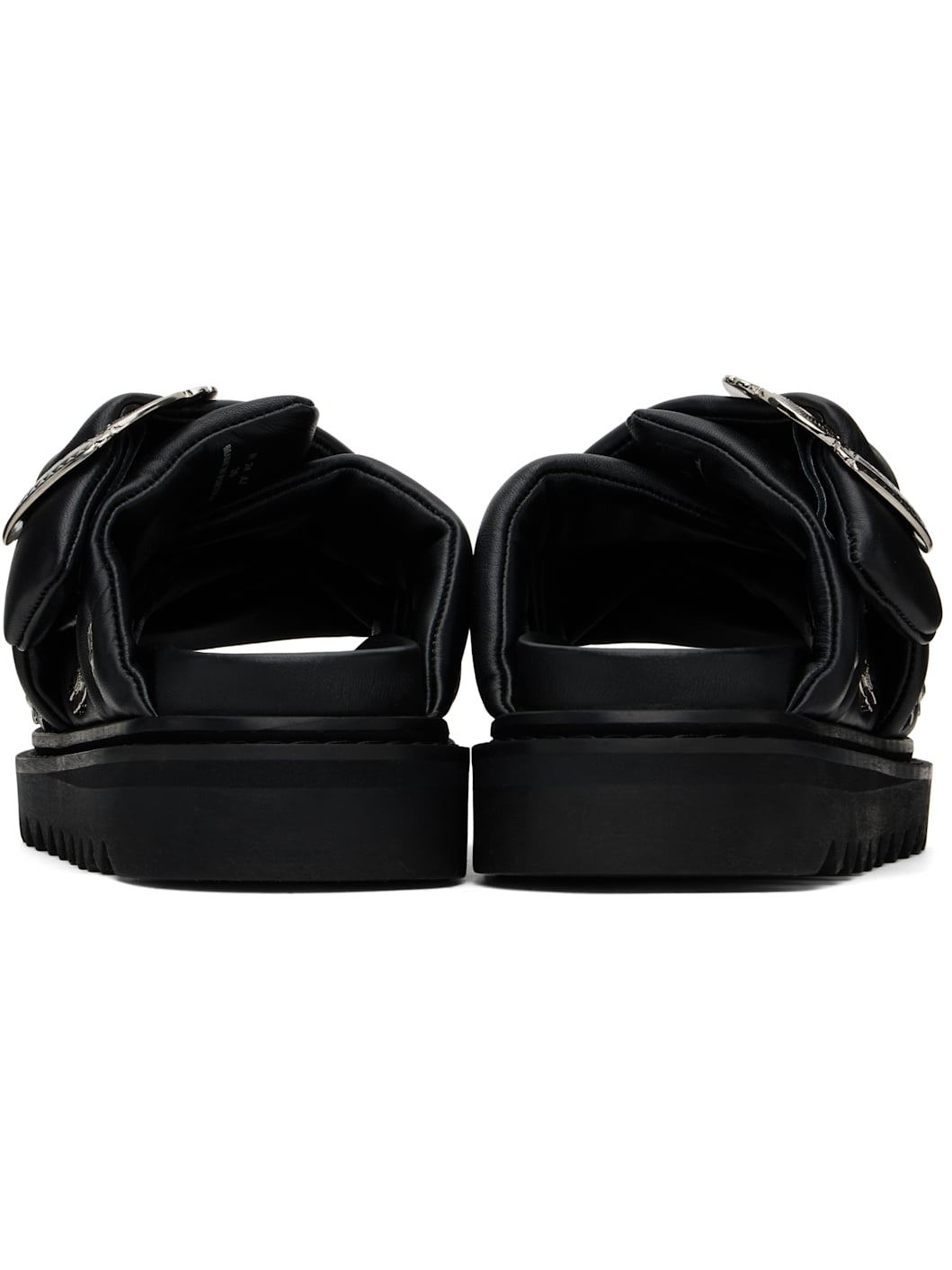 Black Padded Leather Sandals - 2